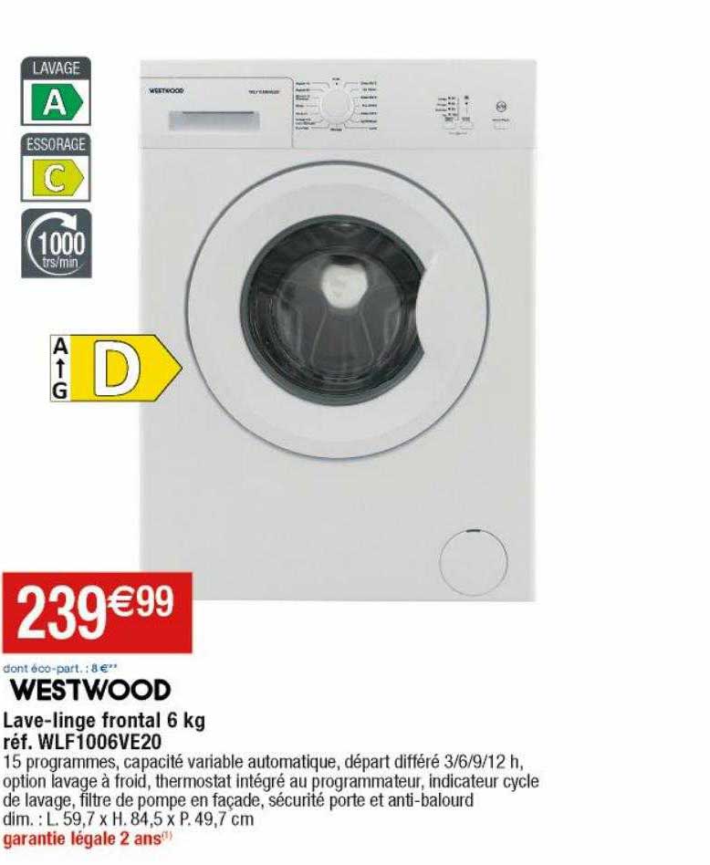 lave-linge frontal 6 kg westwood