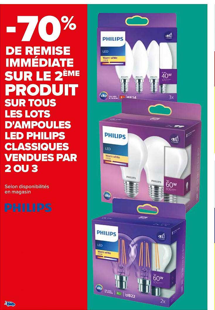 les lots d'ampoules led philips classiques vendues par 2 ou 3