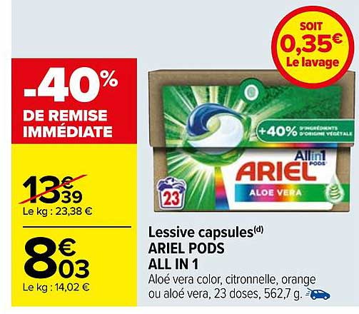 lessive capsules ariel pods all in 1