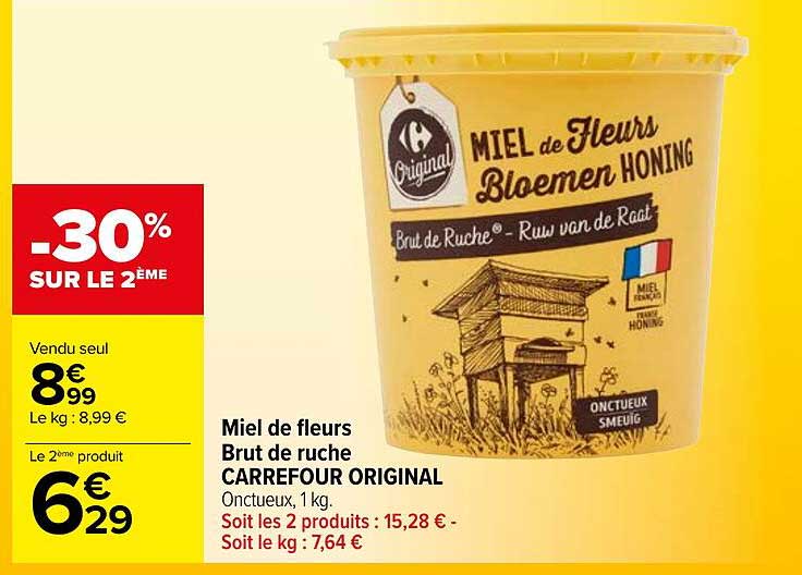 miel de fleurs brut de ruche carrefour original