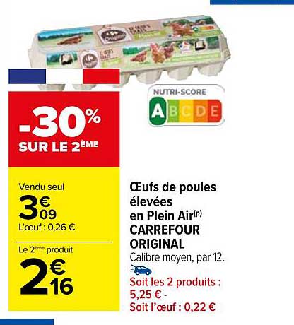 œufs de poules élevées en plein air carrefour original