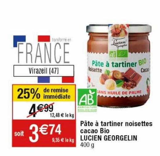 pâte à tartiner noisettes cacao bio lucien georgelin