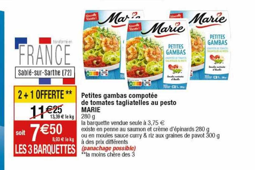 petites gambas compotée de tomates tagliatelles au pesto marie