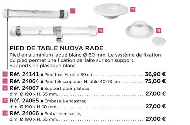 pied de table nuova rade