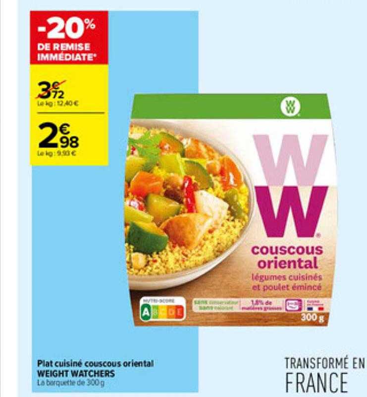 plat cuisiné couscous oriental weight watchers