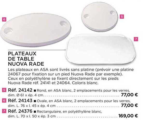 plateaux de table nuova rade