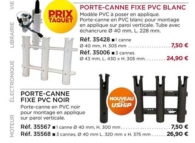 porte-canne fixe pvc blanc, porte-canne fixe pvc noir