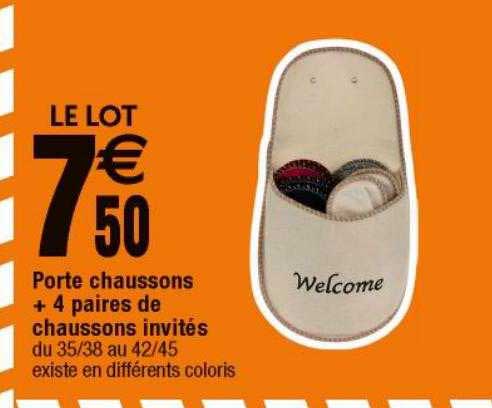 Porte Chaussons + 4 Paires De Chaussons Invités