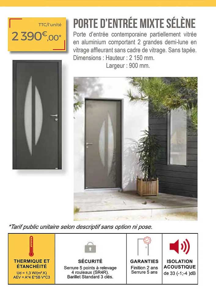 porte d'entrée mixte sélène
