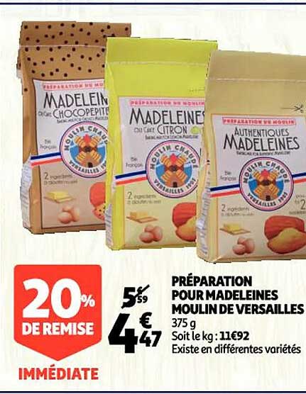 préparation pour madeleines moulin de versailles