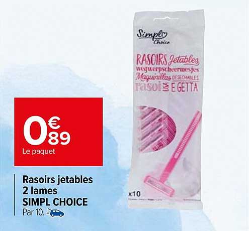 rasoirs jetables 2 lames simpl choice