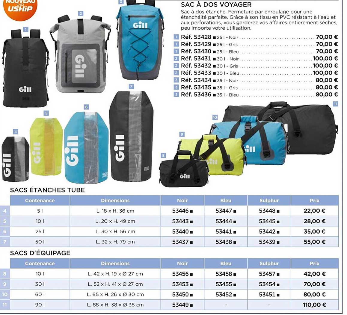 sac à dos voyager, sac étanches tube, sacs d'équipage