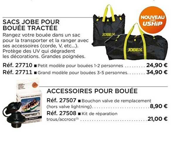 sacs jobe pour bouée tractée, accessoires pour bouée