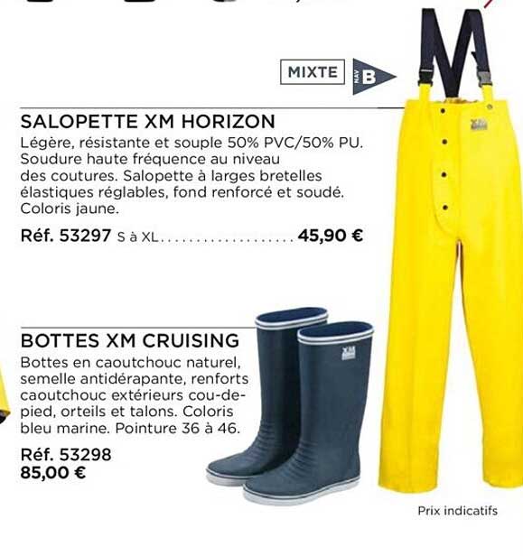 salopette xm horizon, bottes xm cruising