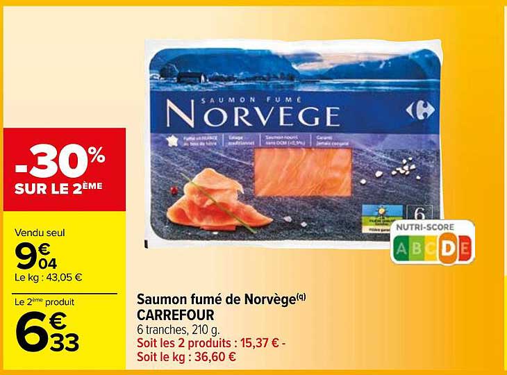 Saumon Fumé De Norvège Carrefour