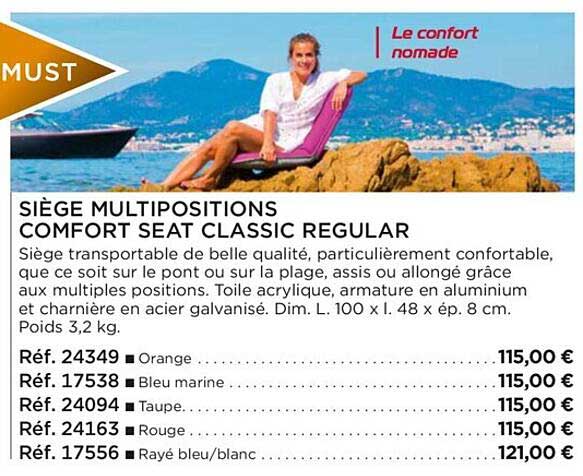 siège multipositions comfort seat classic regular
