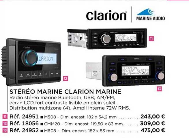 stéréo marine clarion marine