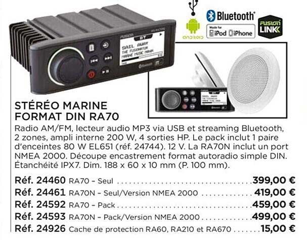 stéréo marine format din ra70
