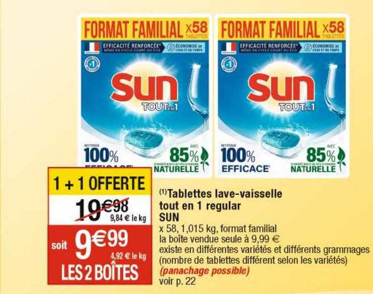 tablettes lave-vaisselle tout en 1 regular sun