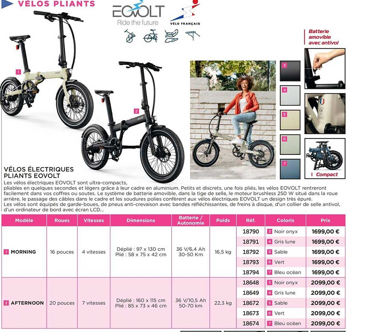 vélos électriques pliants eovolt