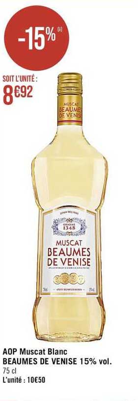 aop muscat blanc beaumes de venise 15% vol