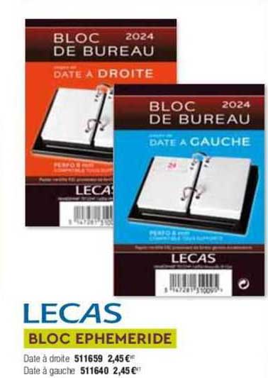 Bloc éphéméride Lecas