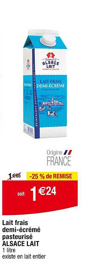 lait frais demi-écrémé pasteurisé alsace lait