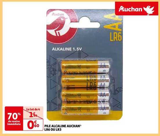 pile alcaline auchan lr6 ou lr3
