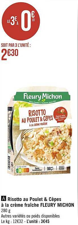 risotto au poulet & cèpes à la crème fraîche fleury michon