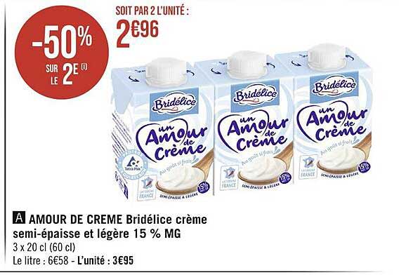 amour de creme bridélice crème semi-épaisse et légère 15% mat. gr.