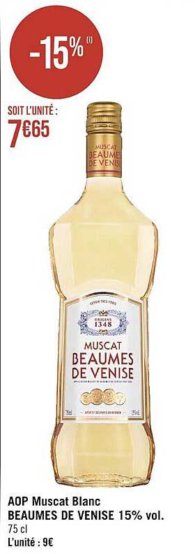 aop muscat blanc beaumes de venise 15% vol.