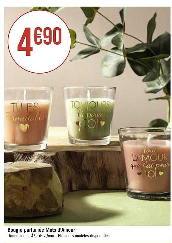 bougie parfumée mots d'amour