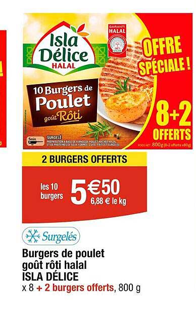 Burgers De Poulet Goût Rôti Halal Isla Délice