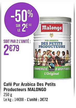 café pur arabica des petits producteurs malongo