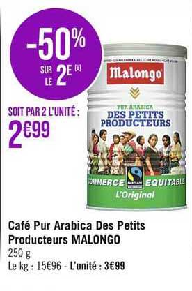 café pur arabica des petits producteurs malongo