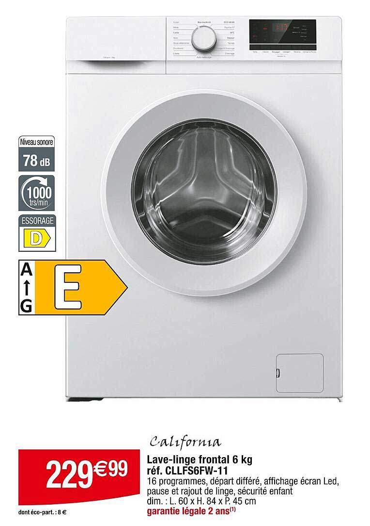 california lave-linge frontal 6kg