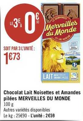 chocolat noir noisettes et amandes pilées merveilles du monde