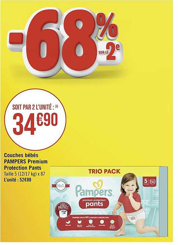 Couches Bébés Pampers Premium Protection Pants