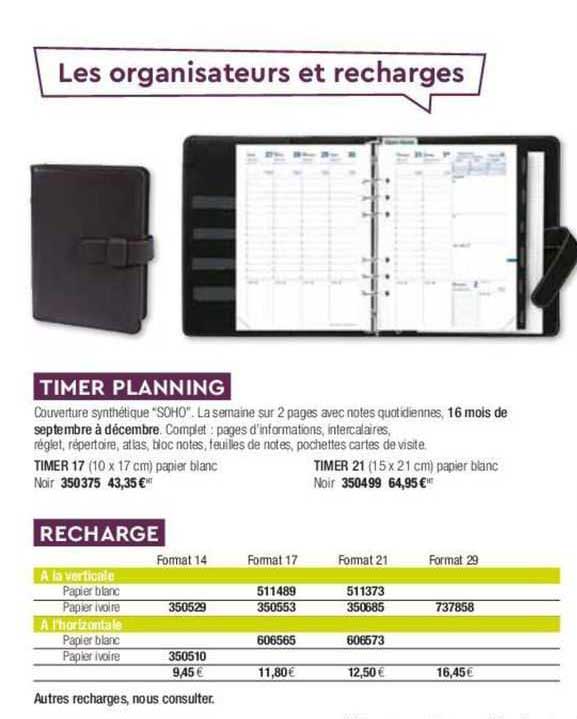 couverture synthétique soho timer planning