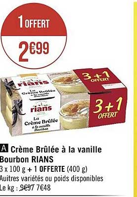 crème brûlée à la vanille bourbon rians
