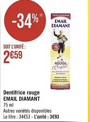 Dentifrice Rouge émail Diamant