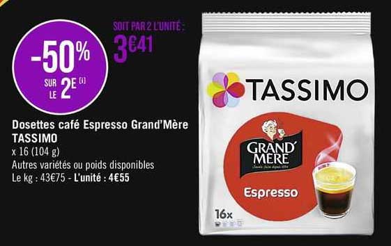 dosettes café espresso grand'mère tassimo