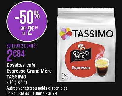 dosettes café espresso grand'mère tassimo