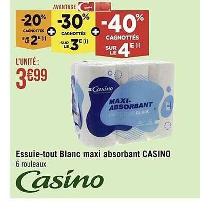 essuie-tout blanc maxi absorbant casino