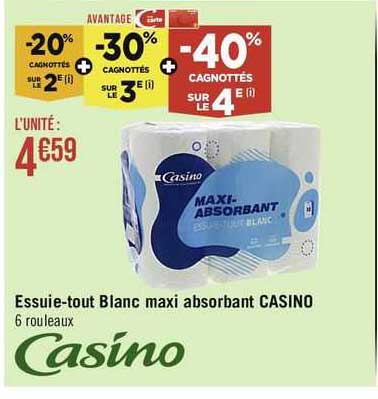 essuie-tout blanc maxi absorbant casino