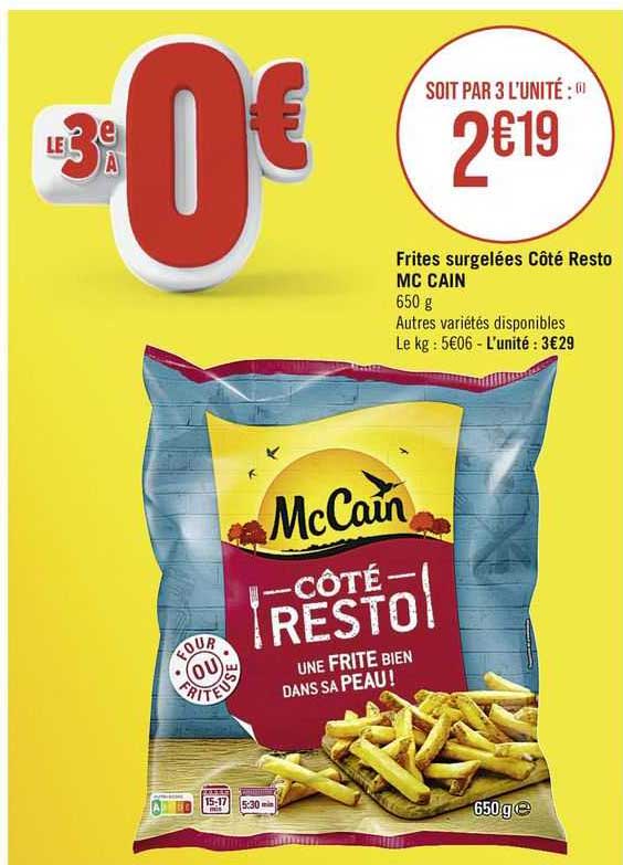 frites surgelées côté resto mc cain