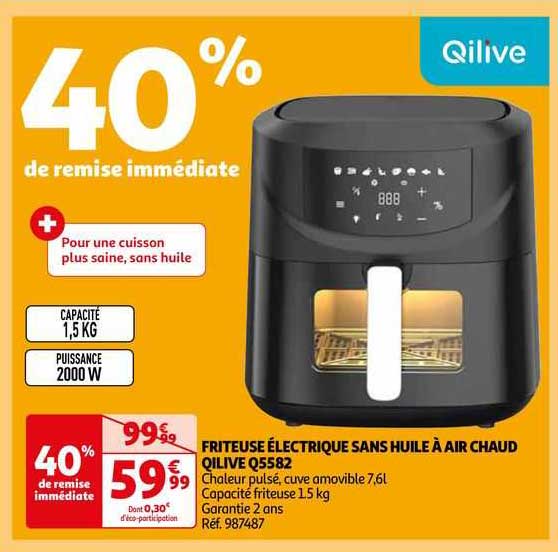 Friteuse électrique Sans Huile à Air Chaud Qilive Q5582