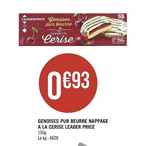 genoises pur beurre nappage à la cerise leader price