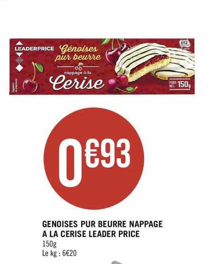 génoises pur beurre nappage à la cerise leader price