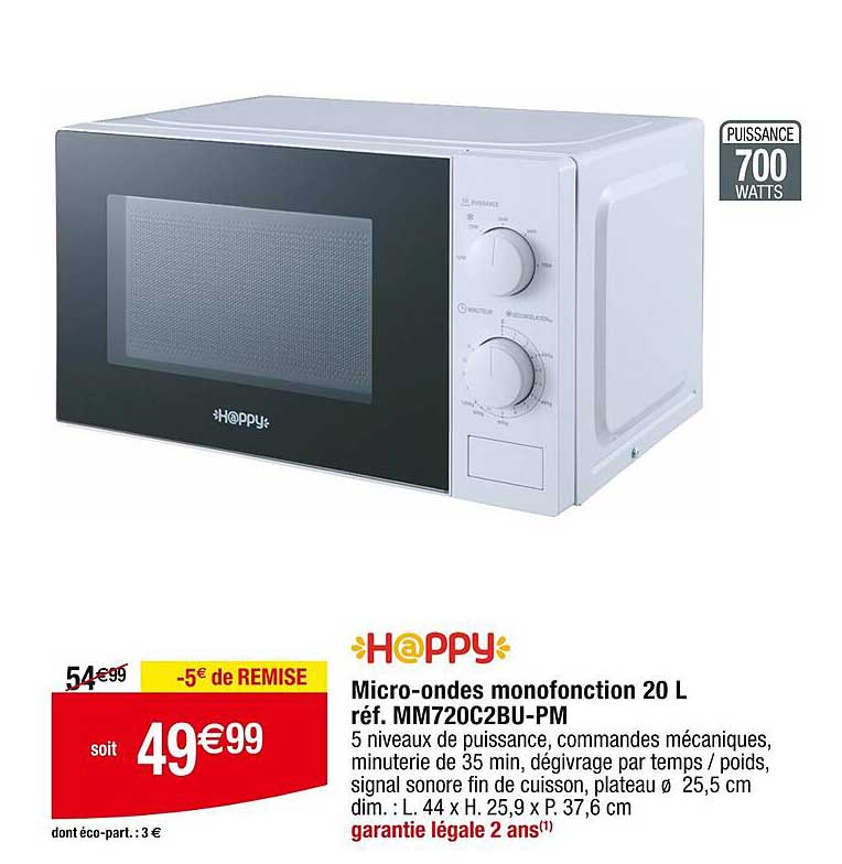 happy micro-ondes monofonction 20 l